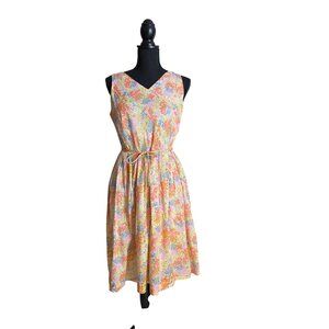 Vintage 80's Talbots Woman's Cotton Springtime Floral Sundress Petite Size Small